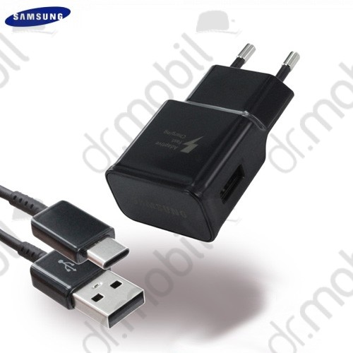 Hálózati töltő USB aljzat Samsung EP-TA20EWE hálózati töltő adapter + EP-DN930CWE Type-C kábel, 5V/2A (gyors töltés támogatás) fekete